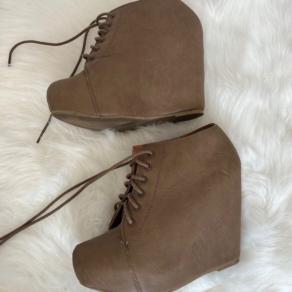 Tan Charlotte Russe platforms with laces